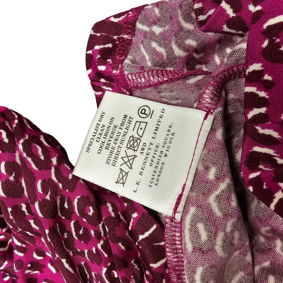 LK Bennett London Mariella 100% Silk Dress Size 12 Leopard Ruched - Picture 7 of 9